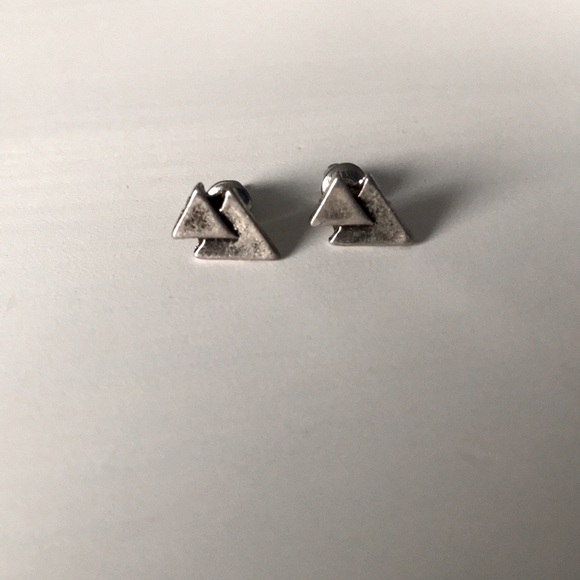 Silver Double Arrow Stud Earrings - Picture 2 of 3